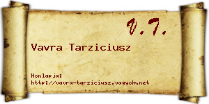 Vavra Tarziciusz névjegykártya